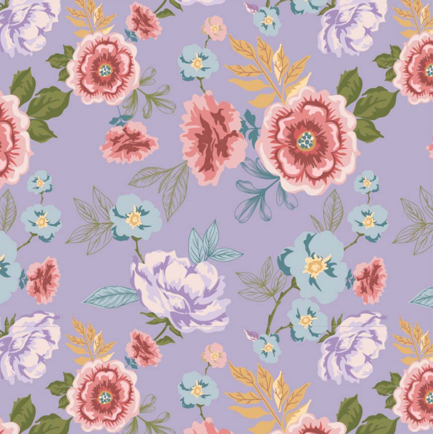 Nature Sings Fabric, Rose Garden, Lavender, NS24120, sold by the 1/2 yard - Good Vibes Quilt Shop