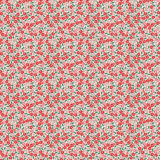 Oh What Fun, OF23308, Holly Flowers Red, sold by the 1/2 yard