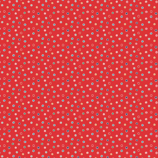 Oh What Fun, OF23312, Snow Dots Red, sold by the 1/2 yard