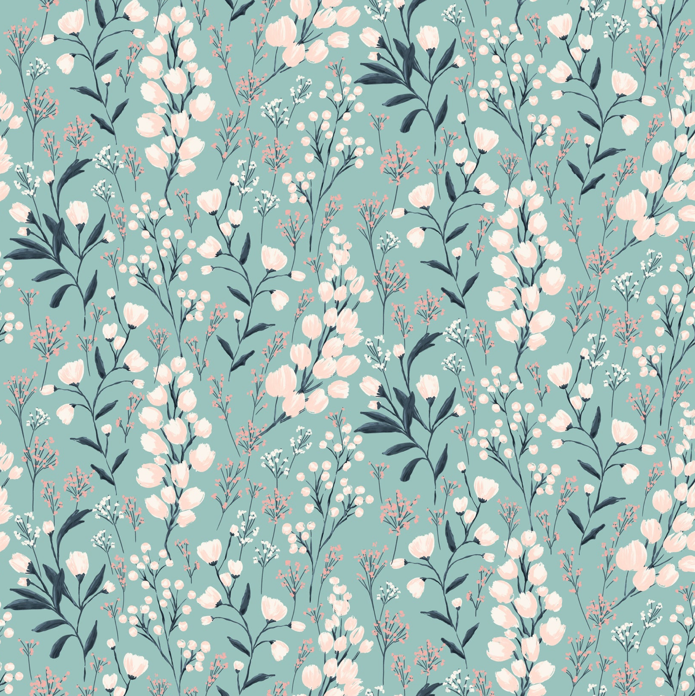 Painted Blossoms Field Of Dreams Teal PB24657, sold by the 1/2 yard, *PREORDER - Good Vibes Quilt Shop