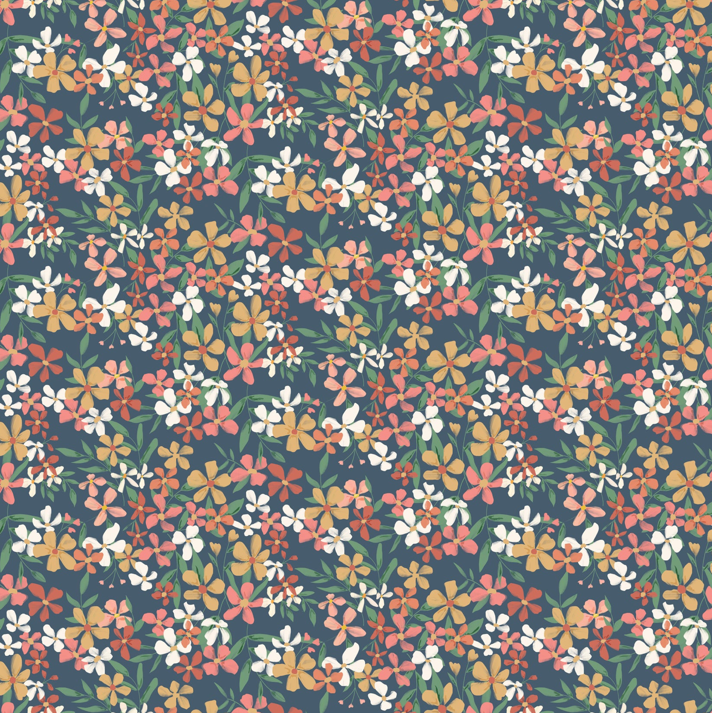 Painted Blossoms Painted Blossoms Navy PB24650, sold by the 1/2 yard, *PREORDER - Good Vibes Quilt Shop