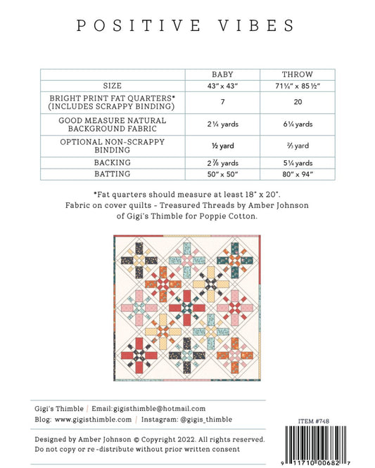 Positive Vibes Quilt Pattern, for the Gigi's Thimble Collection - Good Vibes Quilt Shop