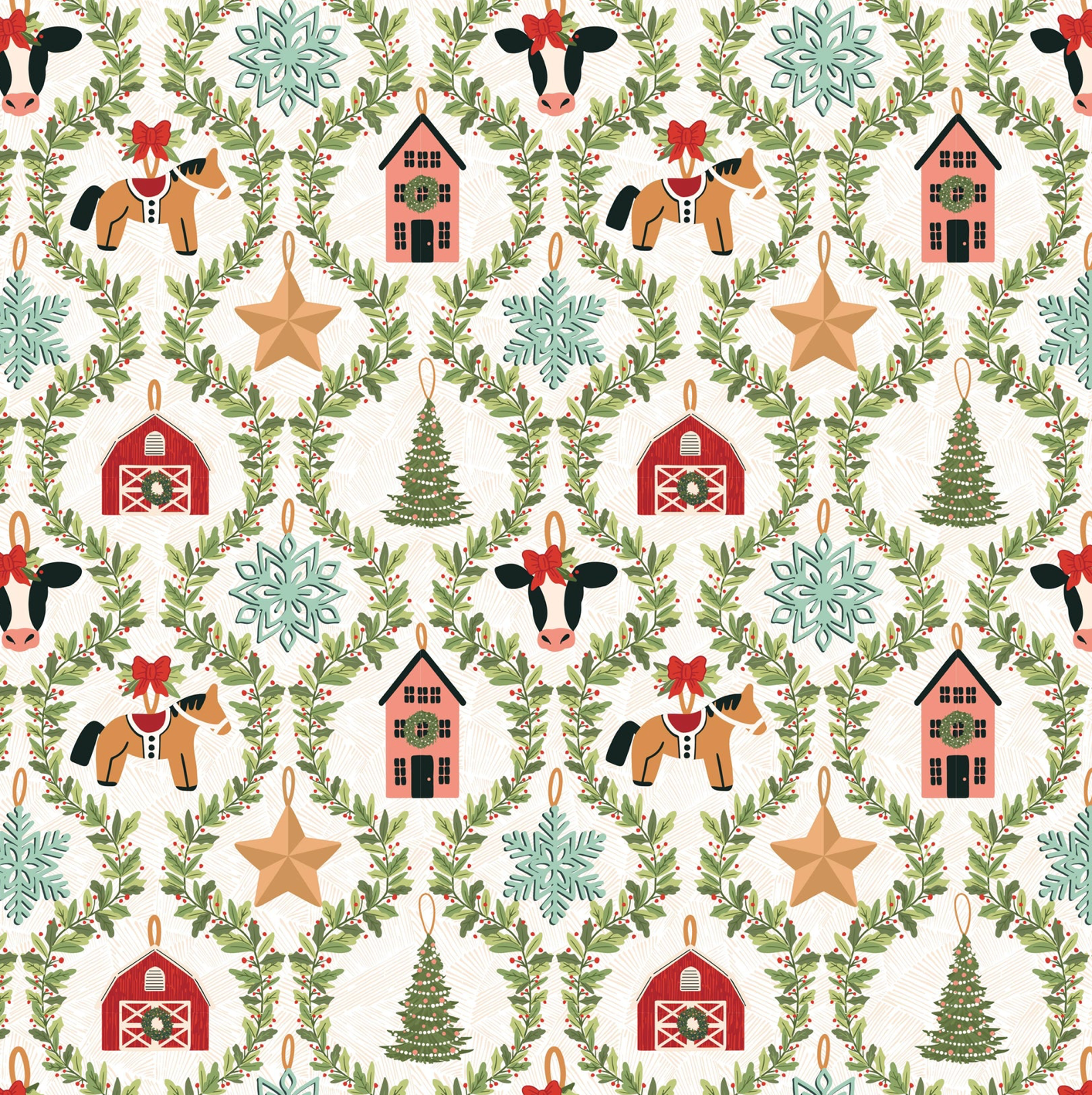 Prairie Christmas, Country Ornaments White, PC24359, sold by the 1/2 yard, *PREORDER - Good Vibes Quilt Shop