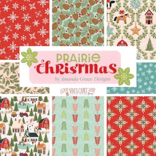 Prairie Christmas Fabric by Poppie Cotton, 10" Stacker of 21 Prints with 42 Strips - Good Vibes Quilt Shop