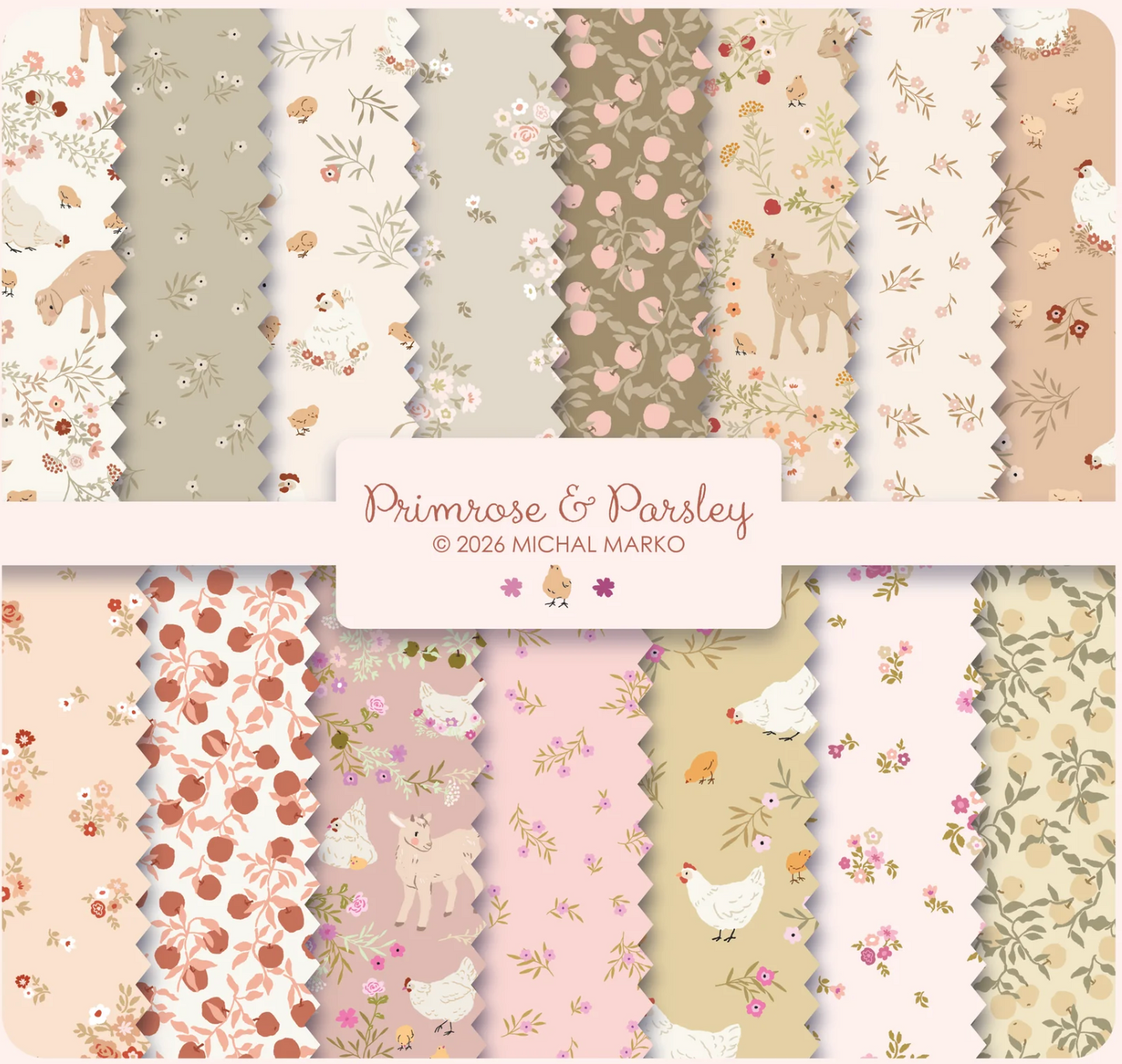 Primrose and Parsley Fabric, 5" Stacker, 15 Skus, 2 pieces of each, PREORDER