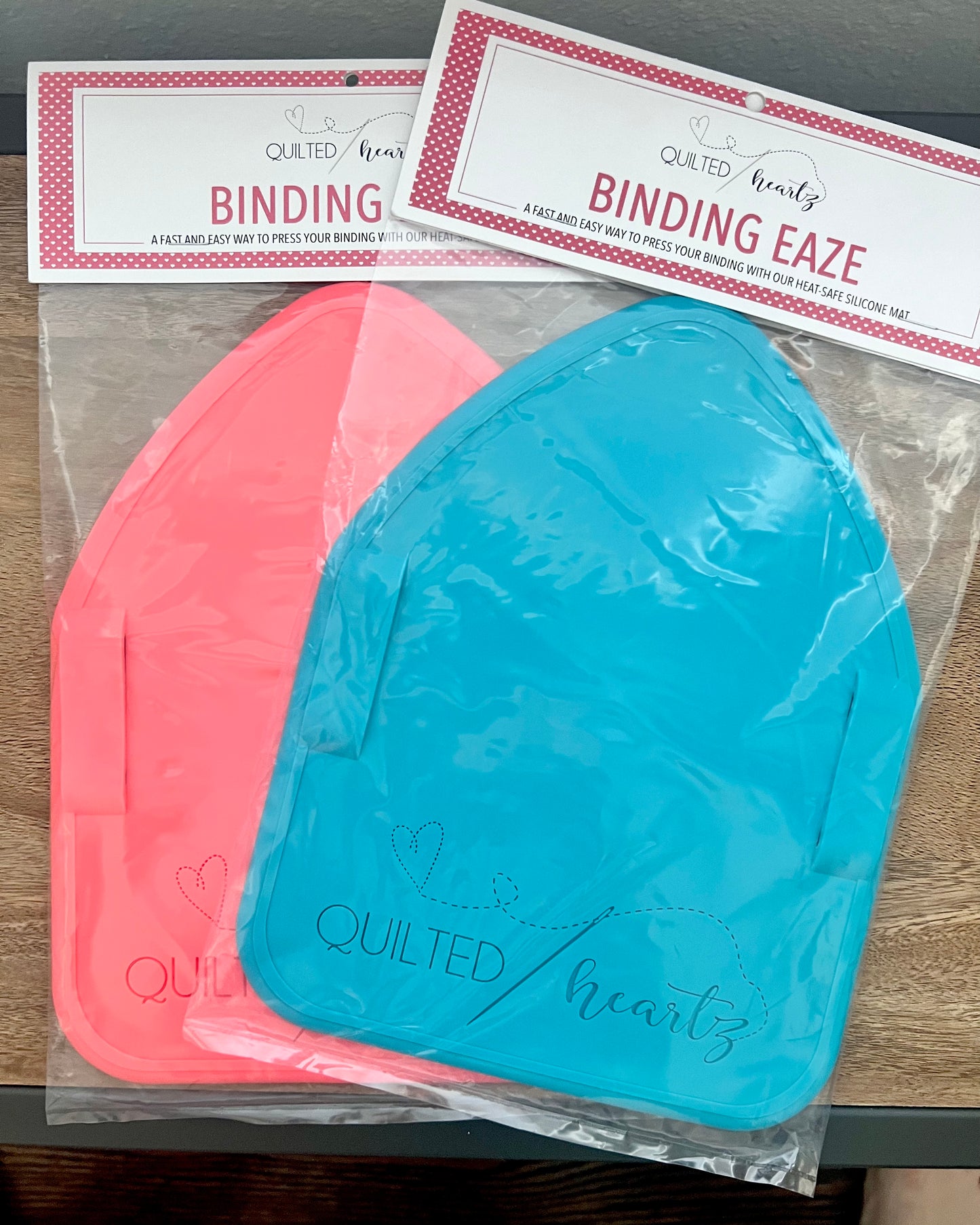 Binding Ease Quilt Binding Tool and Silicone Iron Mat!, by Quilted Heartz Pink, Teal, Purple