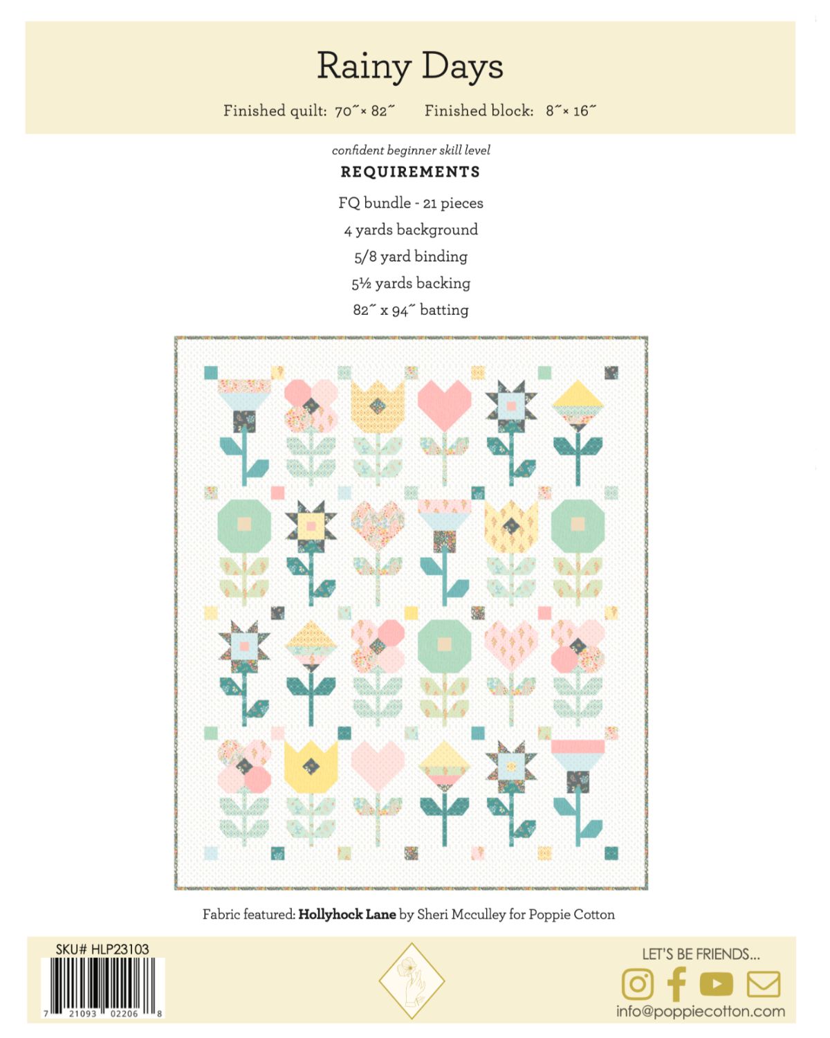 Rainy Days Quilt Pattern, for the Hollyhock Lane Collection - Good Vibes Quilt Shop
