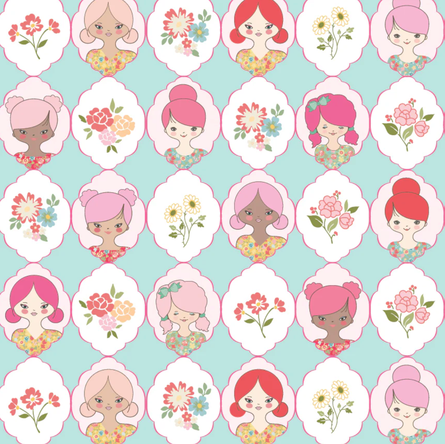 Rosy Cheeks Fabric by Poppie Cotton, Mornin Blue, RC25262 - Good Vibes Quilt Shop