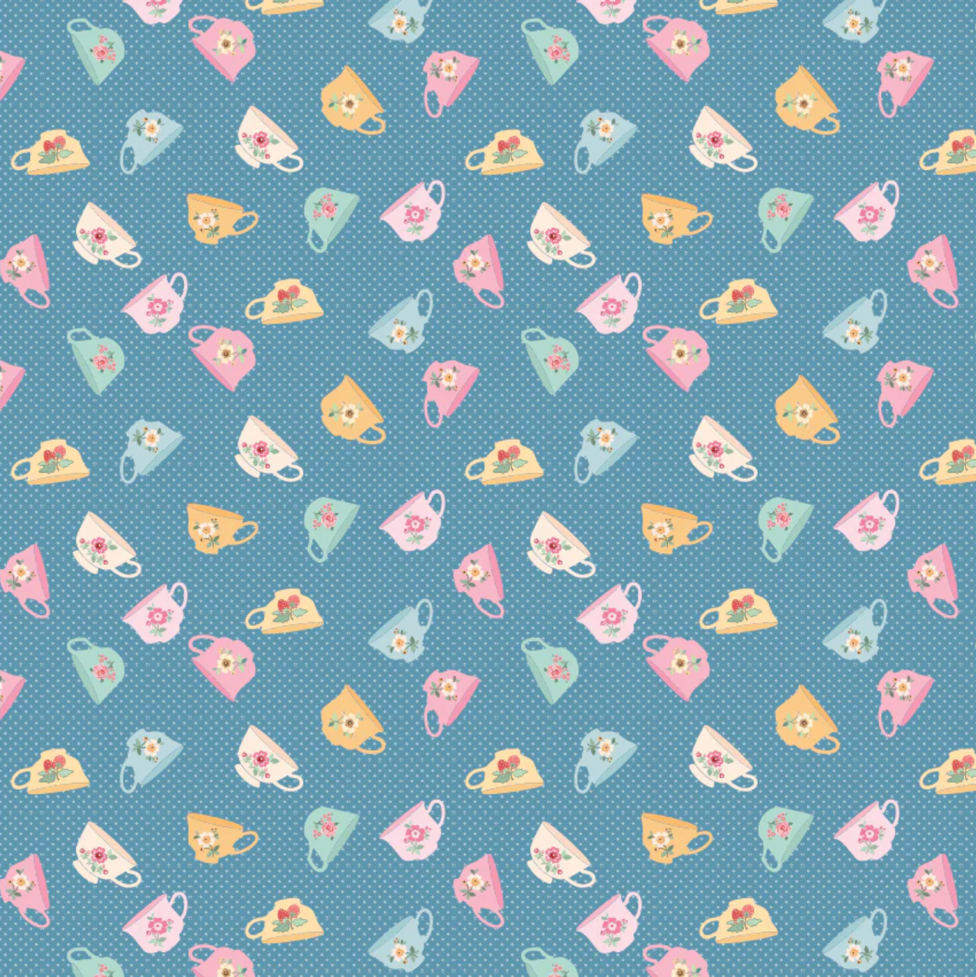 Rosy Cheeks Fabric by Poppie Cotton, Good Morning Blue, RC25253 - Good Vibes Quilt Shop