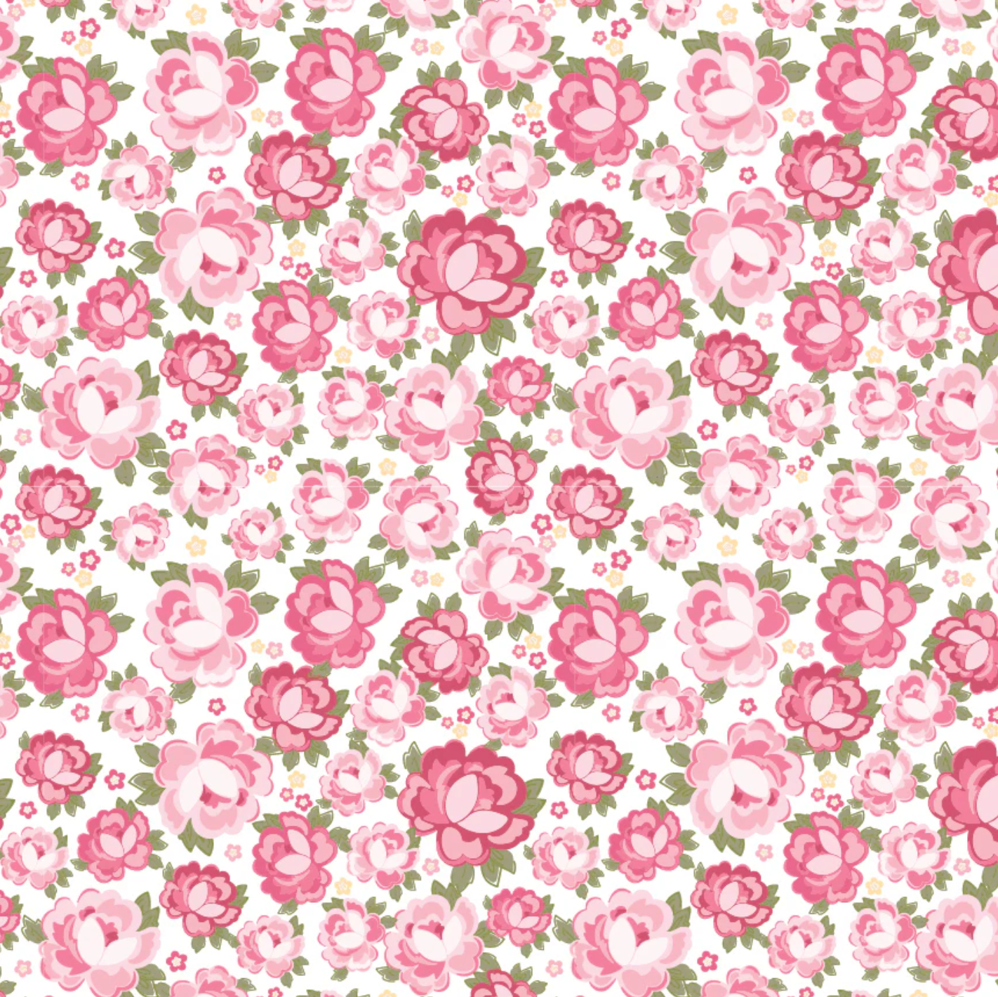 Rosy Cheeks Fabric by Poppie Cotton, Greetings White/Pink, RC25245 - Good Vibes Quilt Shop