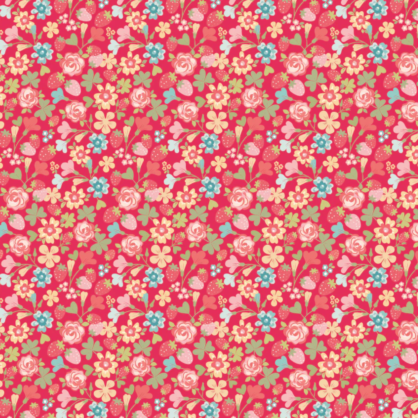 Rosy Cheeks Fabric by Poppie Cotton, Hello Red, RC25242 - Good Vibes Quilt Shop