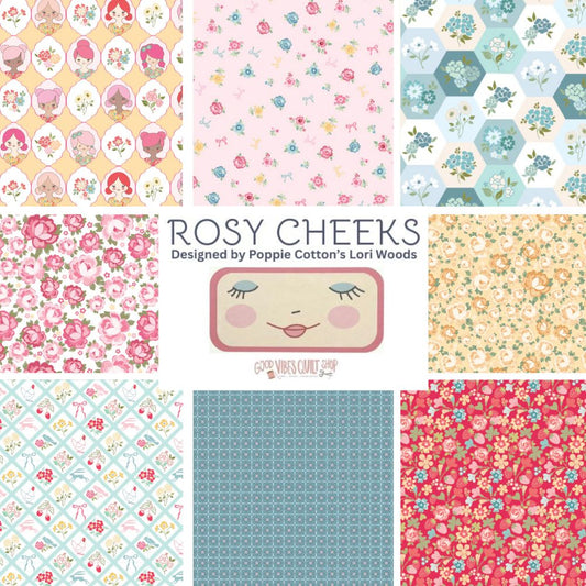 Rosy Cheeks Fabric by Poppie Cotton, Fat Quarter Fabric Bundle, 24 skus, RC25266 - Good Vibes Quilt Shop