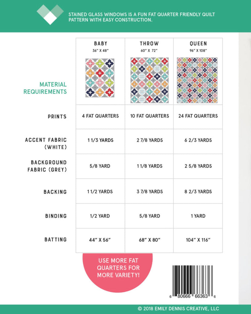 STAINED GLASS WINDOWS Quilty Love Pattern by Emily Dennis #123 - Good Vibes Quilt Shop
