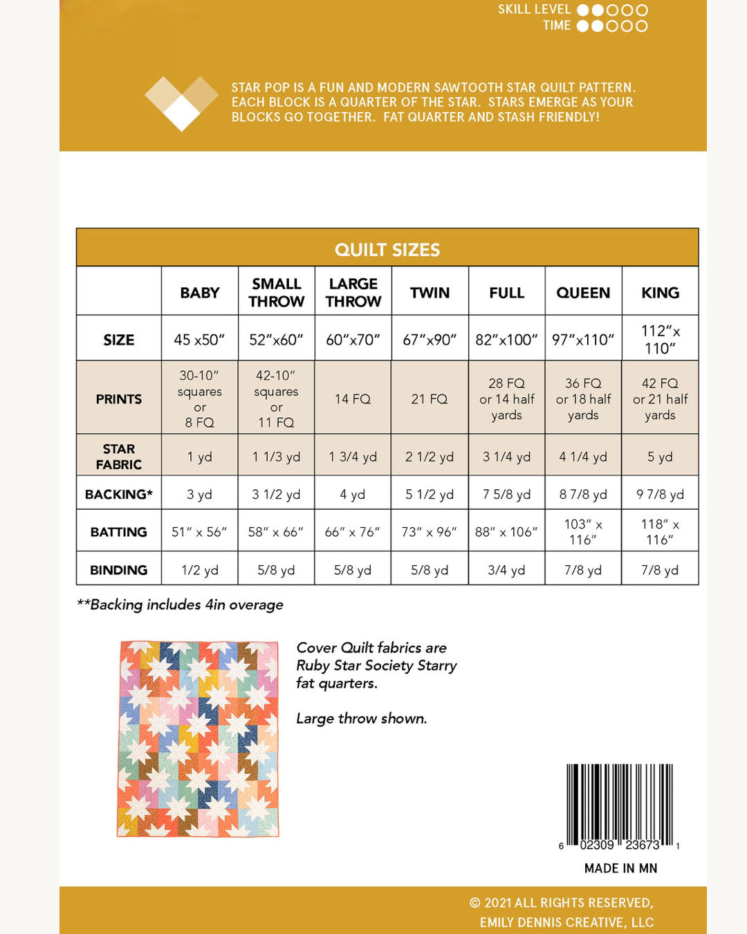 STAR POP Quilty Love Pattern Stash Friendly Quilt by Emily Dennis #141 - Good Vibes Quilt Shop