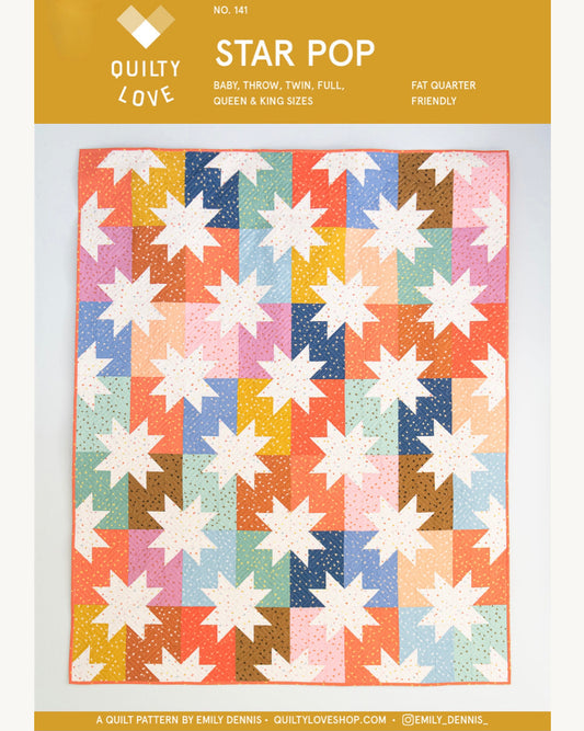 STAR POP Quilty Love Pattern Stash Friendly Quilt by Emily Dennis #141