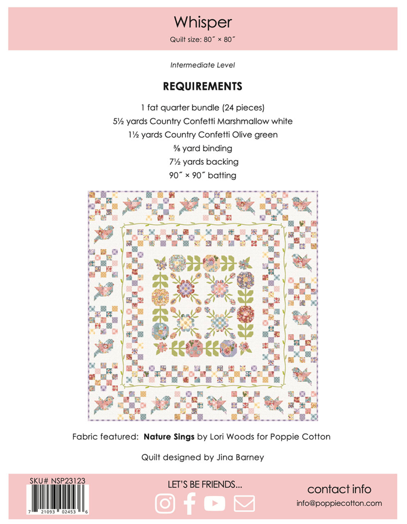 Whisper Quilt Pattern, for the Nature Sings Collection - Good Vibes Quilt Shop