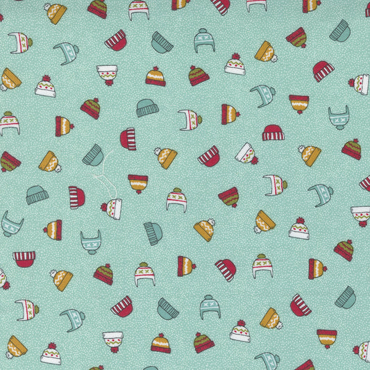Snowkissed, Bundle Up Christmas Hats, Splash Blue 55581 14 , *sold in 1 yard pieces - Good Vibes Quilt Shop