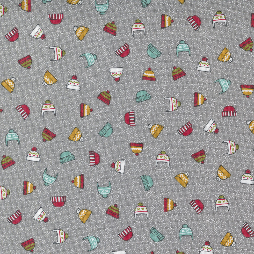 Snowkissed, Bundle Up Christmas Hats, Stormy Gray 55581 15, *sold in 1 yard pieces - Good Vibes Quilt Shop