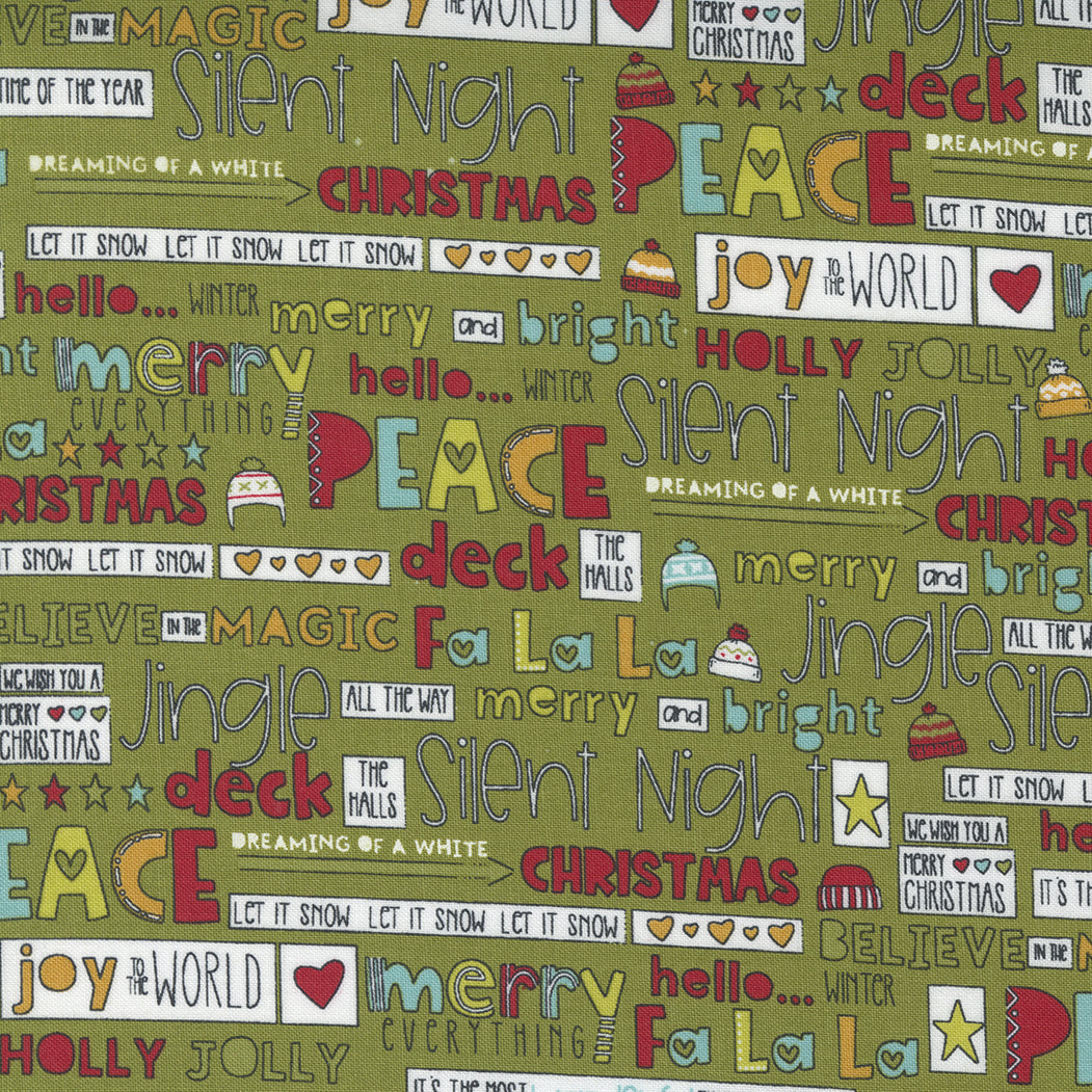 Snowkissed, Jingle Christmas Text, Pine Green 55580 13, *sold in 1 yard pieces - Good Vibes Quilt Shop