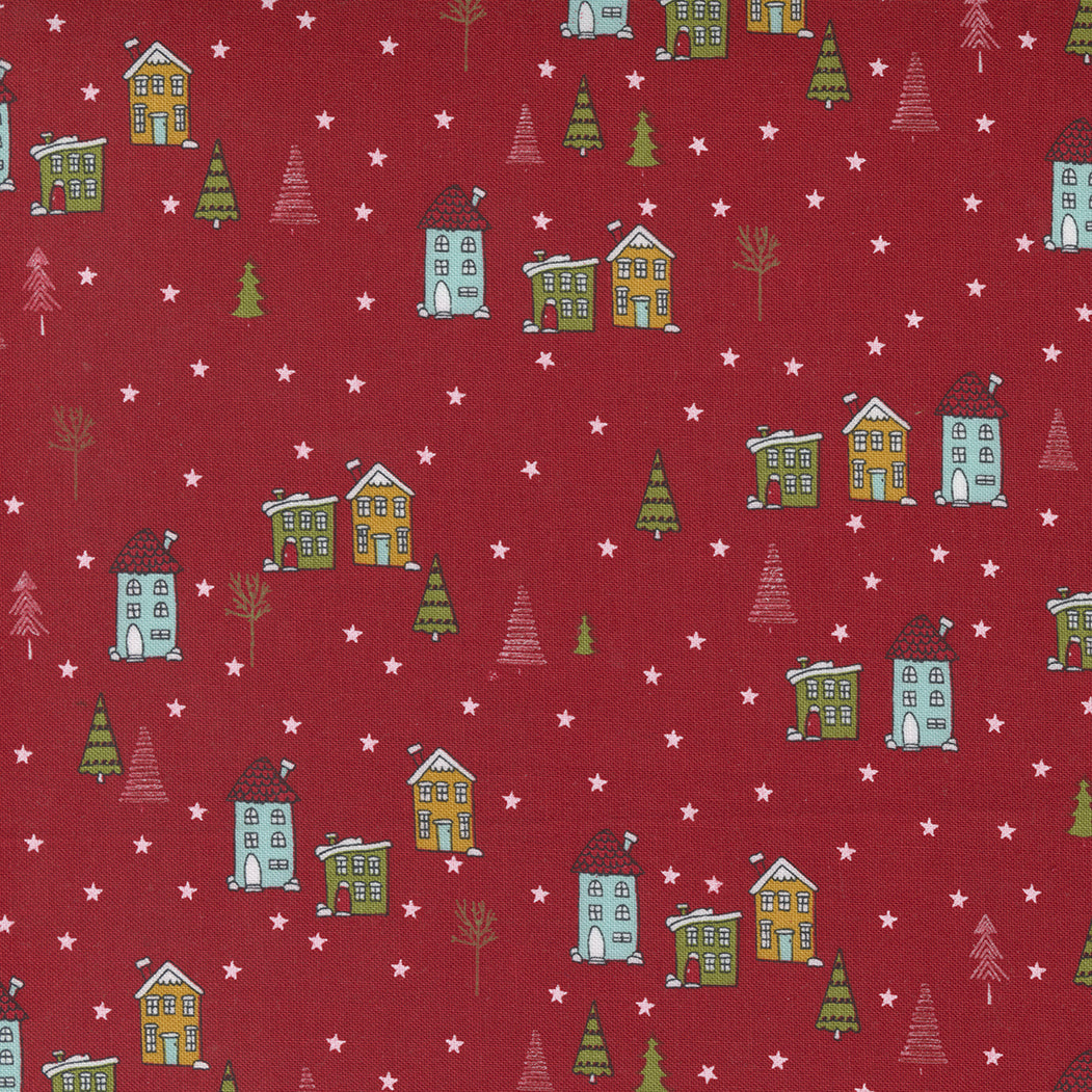 Snowkissed, The Lodge Novelty Christmas Houses, Red5558212, *sold in 1 yard pieces - Good Vibes Quilt Shop