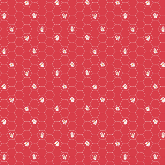 Sunshine & Chamomile, Honeycomb, Red, SC23509, sold by the 1/2 yard