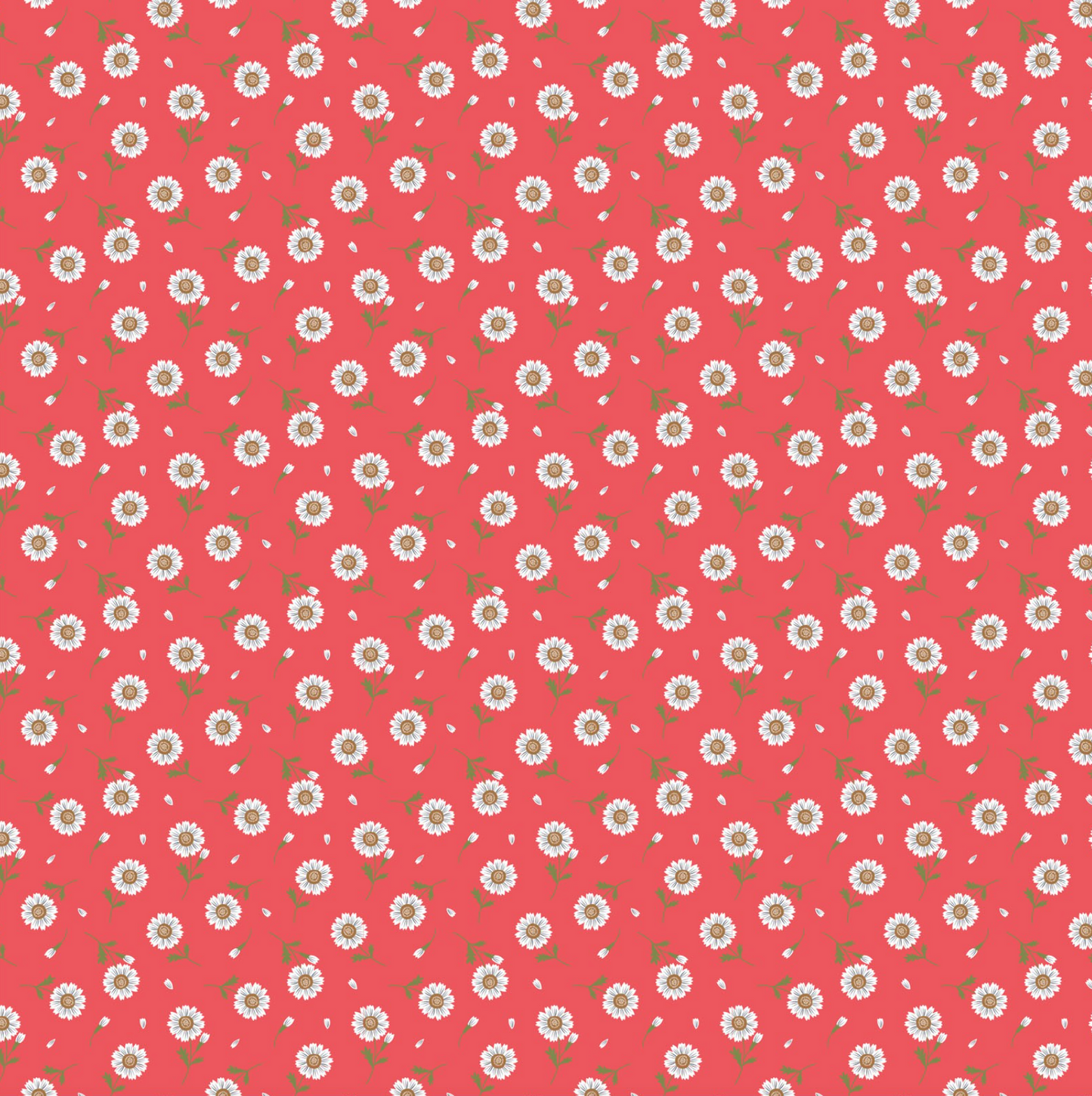 Sunshine & Chamomile, Tossed Daisies, Red, SC23503, sold by the 1/2 yard - Good Vibes Quilt Shop