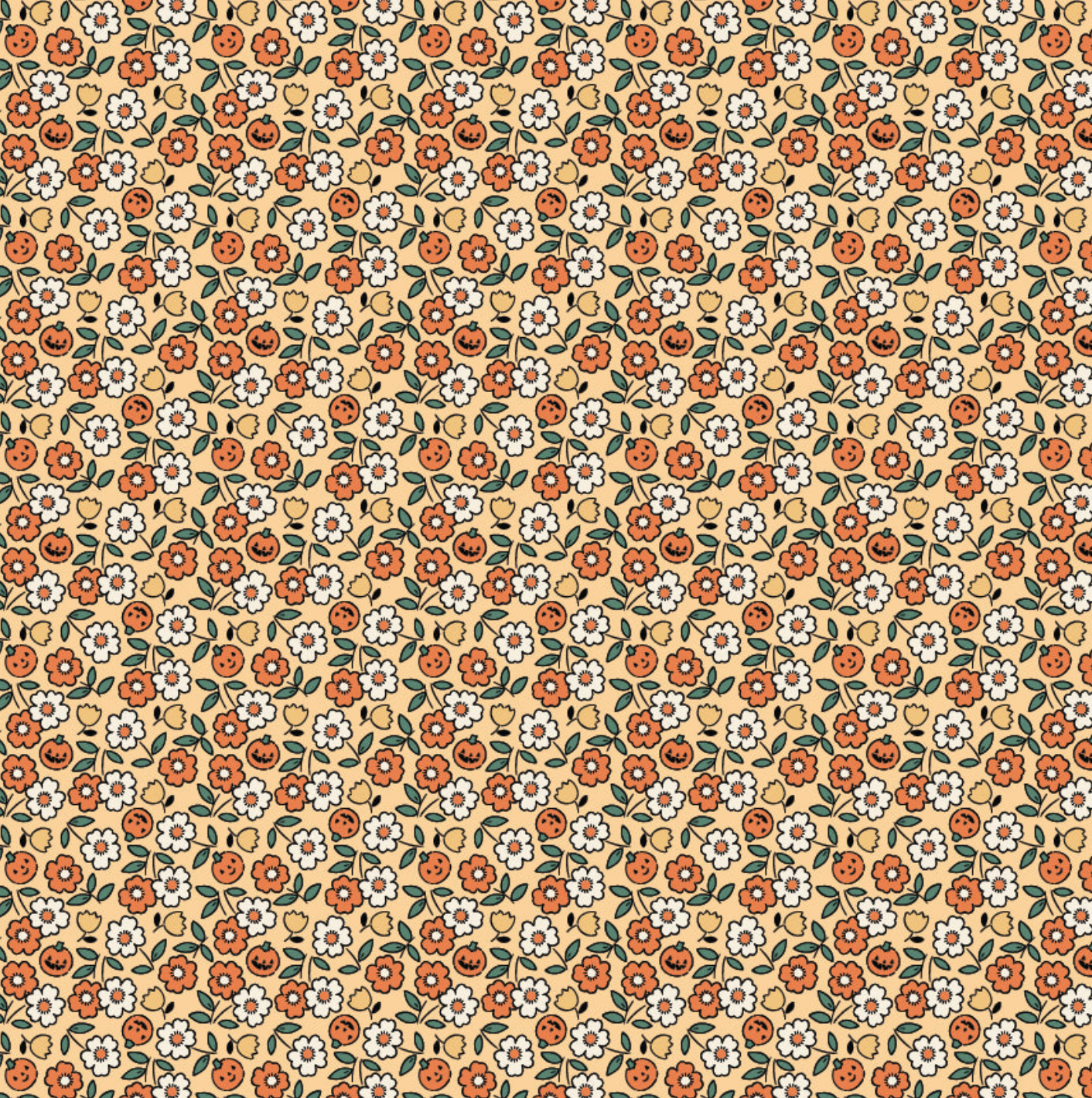 Sweet Tooth, Pumpkin Blossoms Yellow, ST24321, sold by the 1/2 yard, *PREORDER! - Good Vibes Quilt Shop