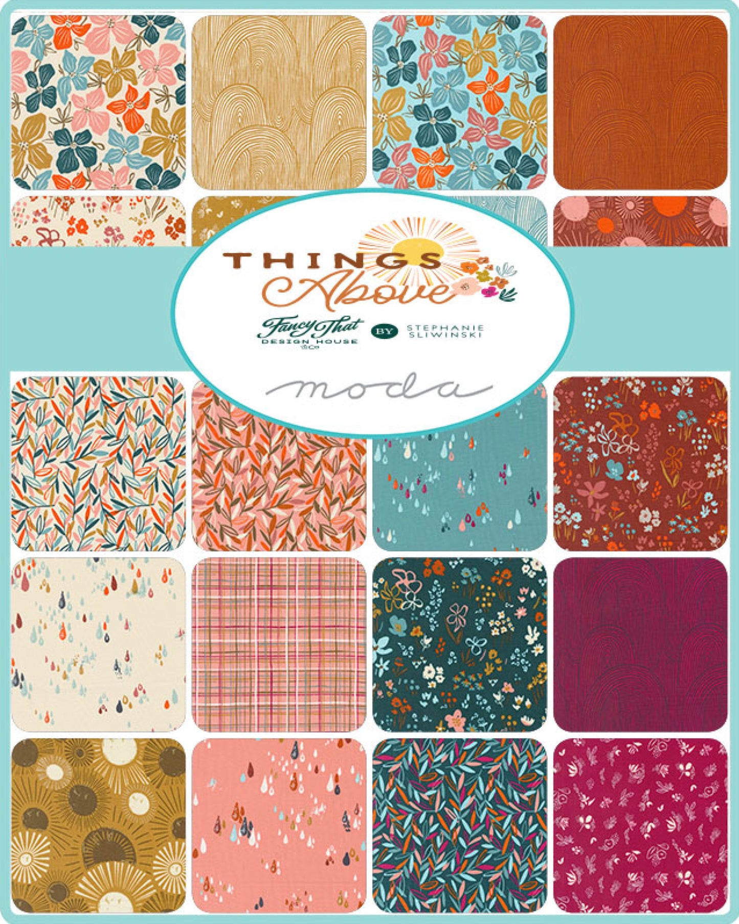 Things Above Fat Quarter Bundle, 35 pieces with Panel