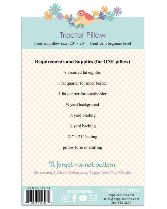 Tractor Pillow, from the Forget Me Not Collection, a STASH BUSTER PATTERN! - Good Vibes Quilt Shop