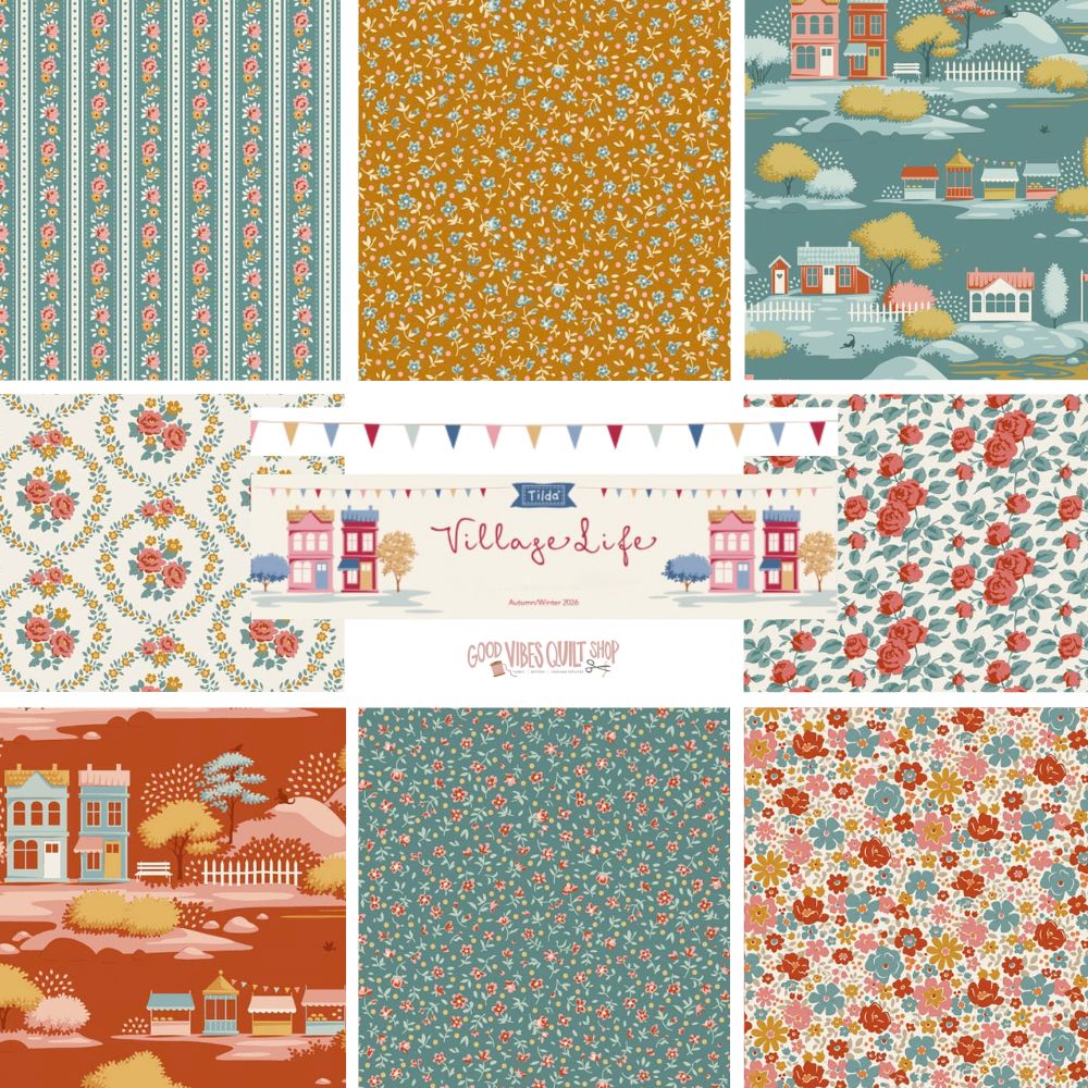 Village Life Fabric by Tilda | 5" Charm Pack Stacker 40 Pieces, 2 of ea sku | TIL300281