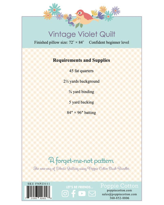 Vintage Violet Quilt, from the Forget Me Not Collection, a STASH BUSTER PATTERN! - Good Vibes Quilt Shop