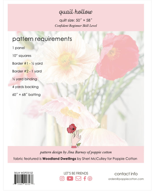 Quail Hallow Pattern, 10" Stacker and Panel Quilt WDP23152 - Good Vibes Quilt Shop