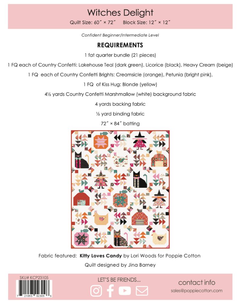 Witches Delight Quilt Pattern, for the Kitty Loves Candy Collection - Good Vibes Quilt Shop