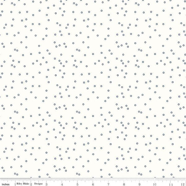Bee Backgrounds Tiny Circle Blue fabric by Riley Blake Designs C6384-BLUE