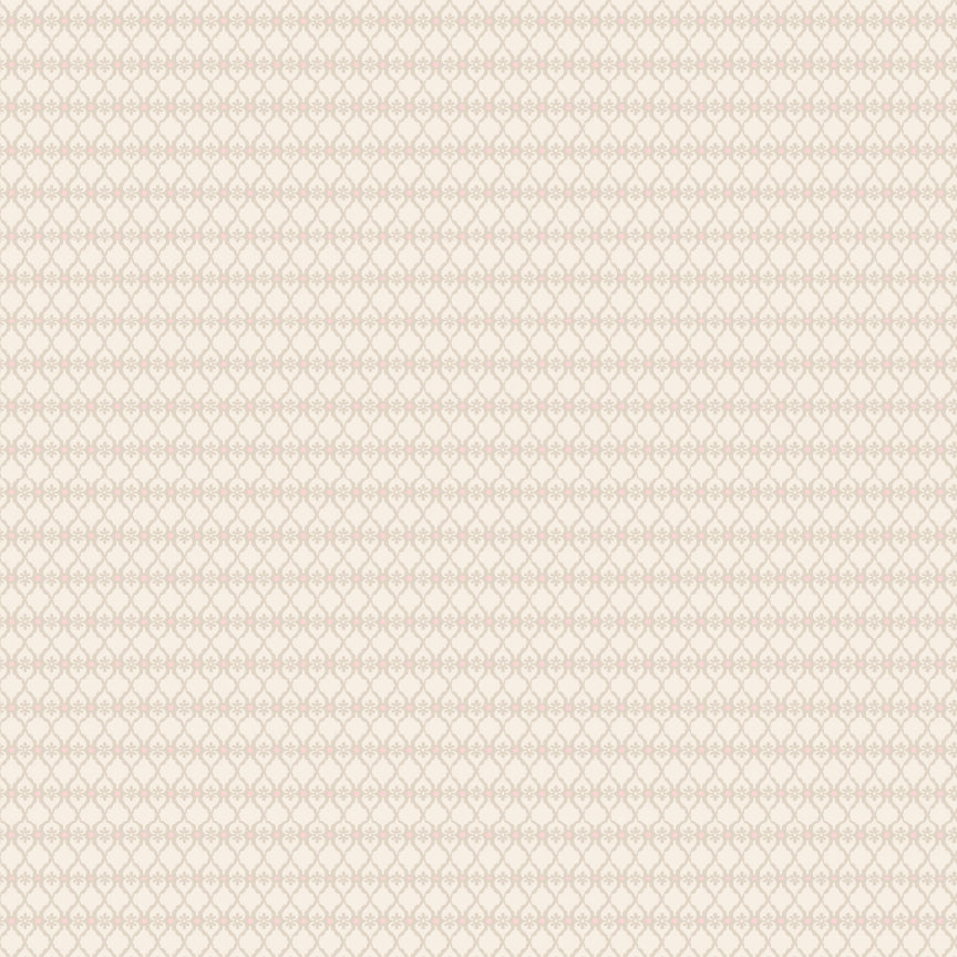 Garden Lattice Buff TS271613 from Tennessee Summer by Samantha Walker for Poppie Cotton, tiny floral centers within a classic lattice design on buff.