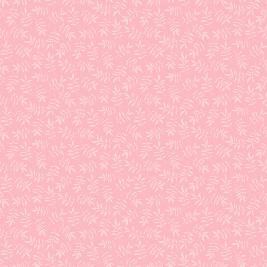 Leaf Toss Blush TS271620 from Tennessee Summer by Samantha Walker for Poppie Cotton, delicate tossed leafy branches on blush pink.