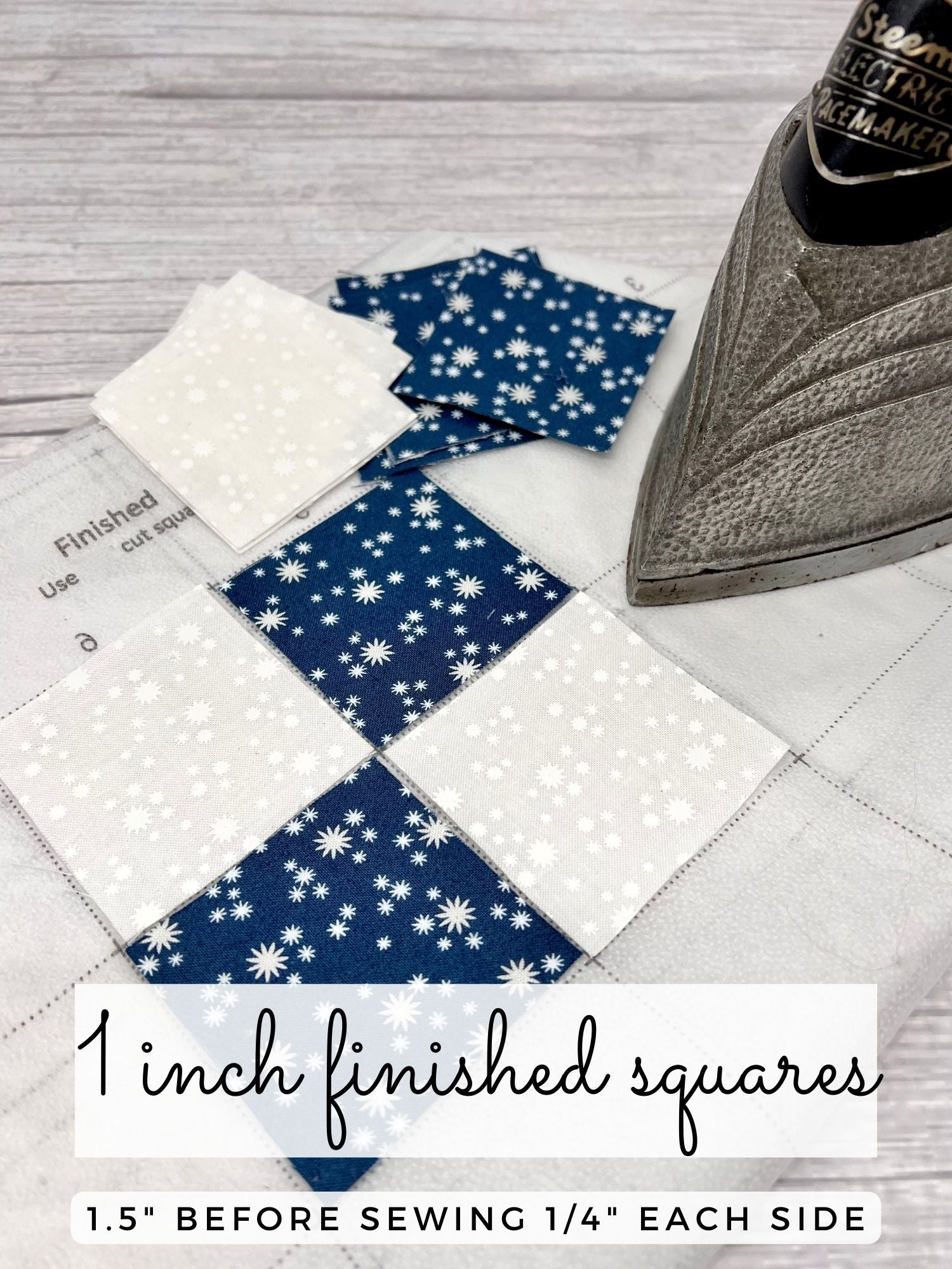 Proof Finished Square Example Easy Piecing Grid System, 1 Inch FINISHED SQUARES – Good Vibes Quilt Shop
