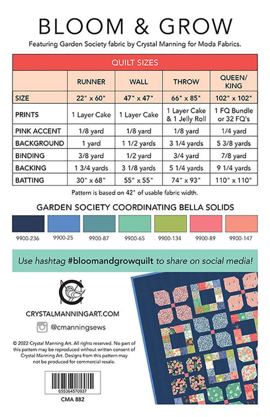 Bloom and Grow quilt pattern by Crystal Manning CMA 882