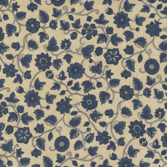 Freedom Road Tan Blue sku 9690 21, sold by 1/2 yard - Good Vibes Quilt Shop
