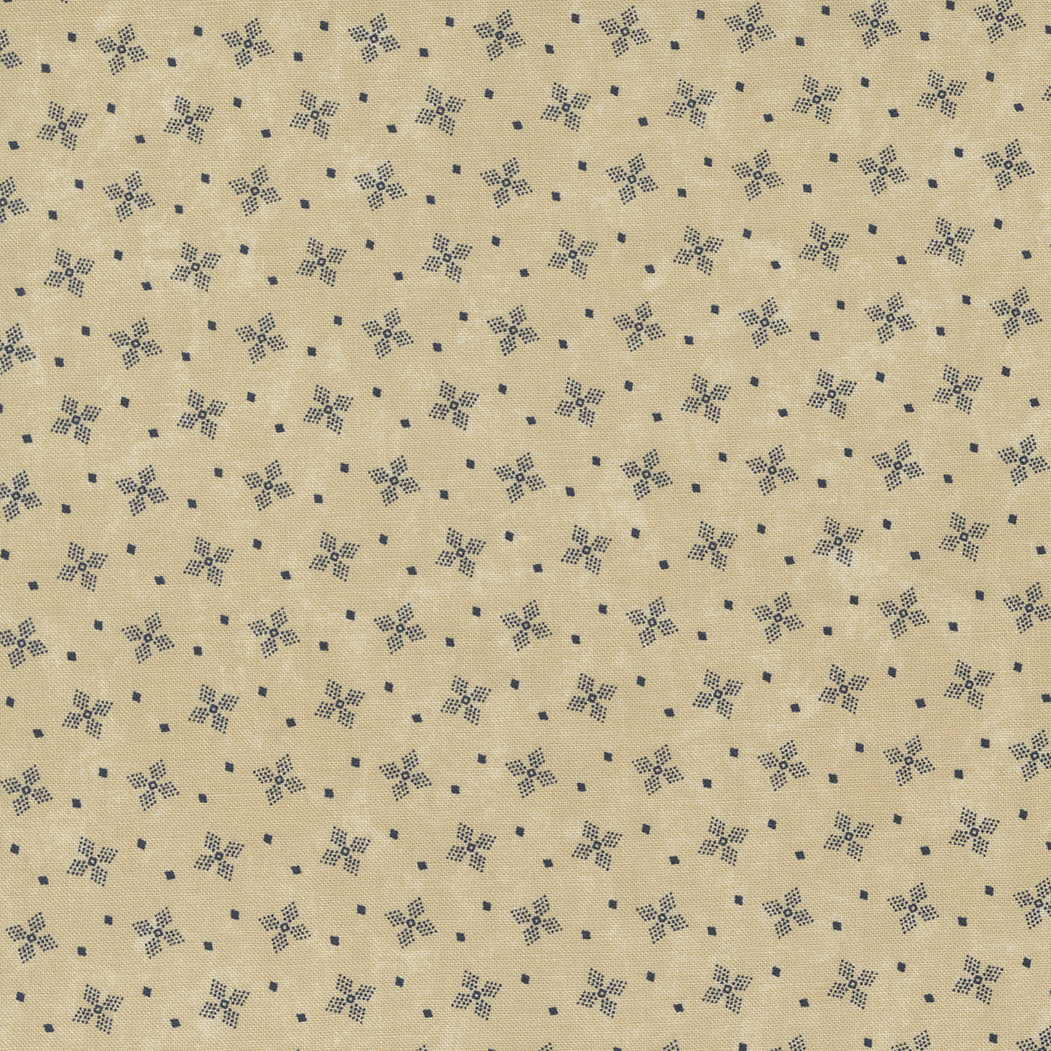 Freedom Road Tan Blue sku 9694 22, sold by 1/2 yard - Good Vibes Quilt Shop