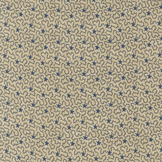 Freedom Road Tan Blue sku 9695 21, sold by 1/2 yard - Good Vibes Quilt Shop