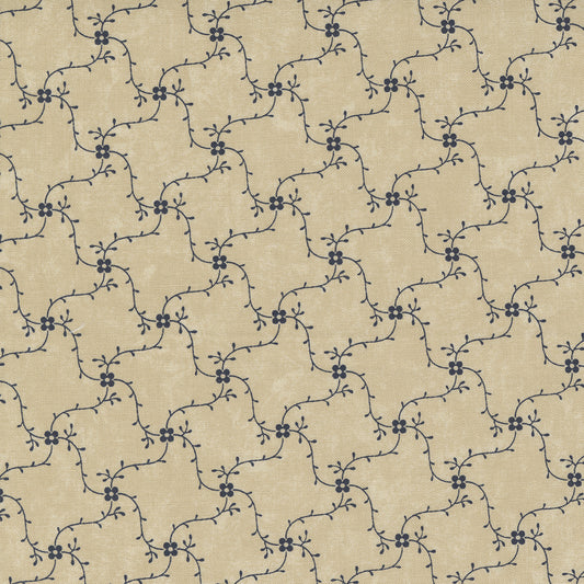 Freedom Road Tan Blue sku 9697 21, sold by 1/2 yard - Good Vibes Quilt Shop