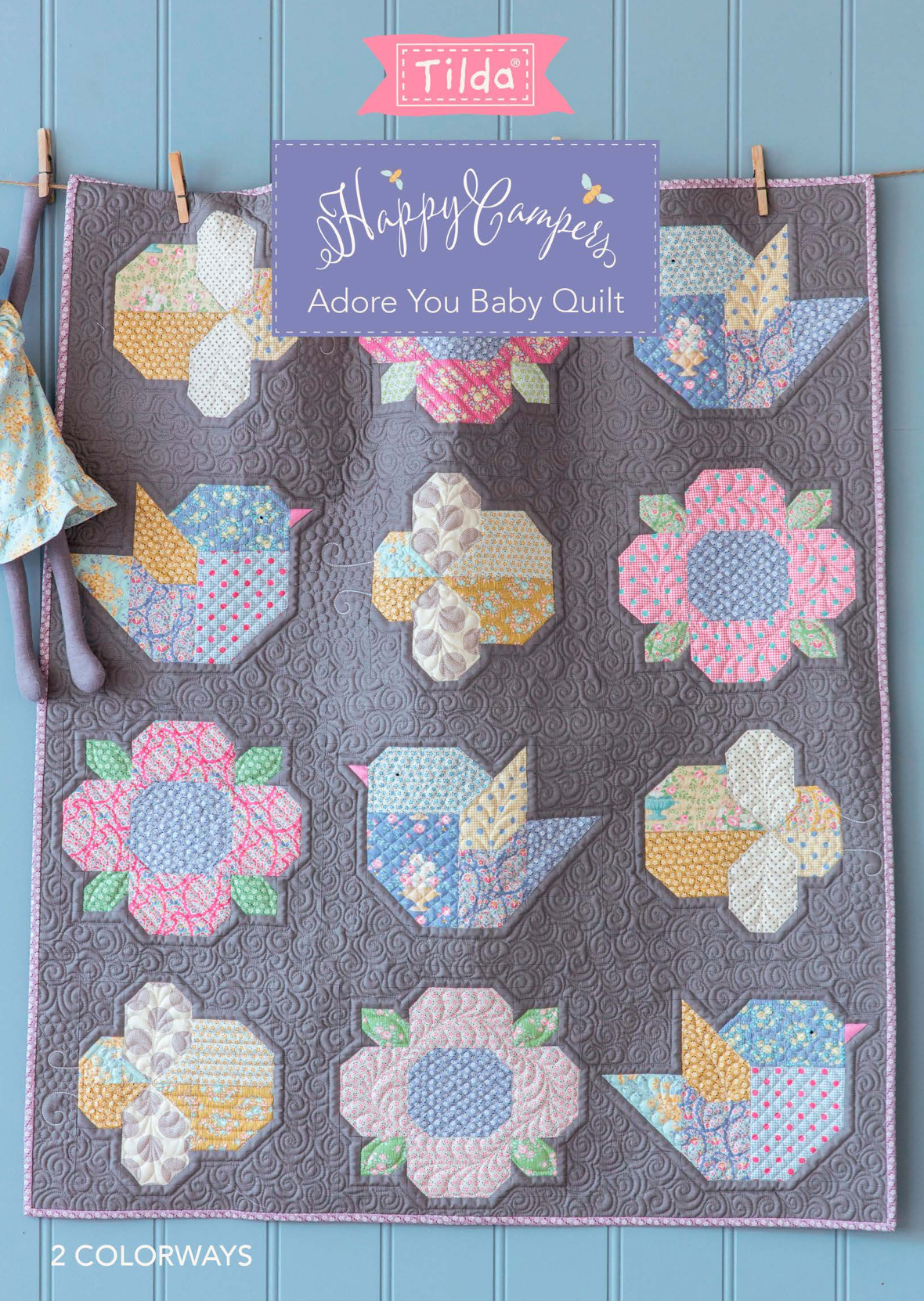 Adore You Baby Quilt from the Happy Campers Collection, a Tilda World FREE Pattern