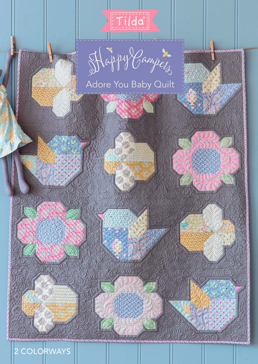 Adore You Baby Quilt from the Happy Campers Collection, a Tilda World FREE Pattern