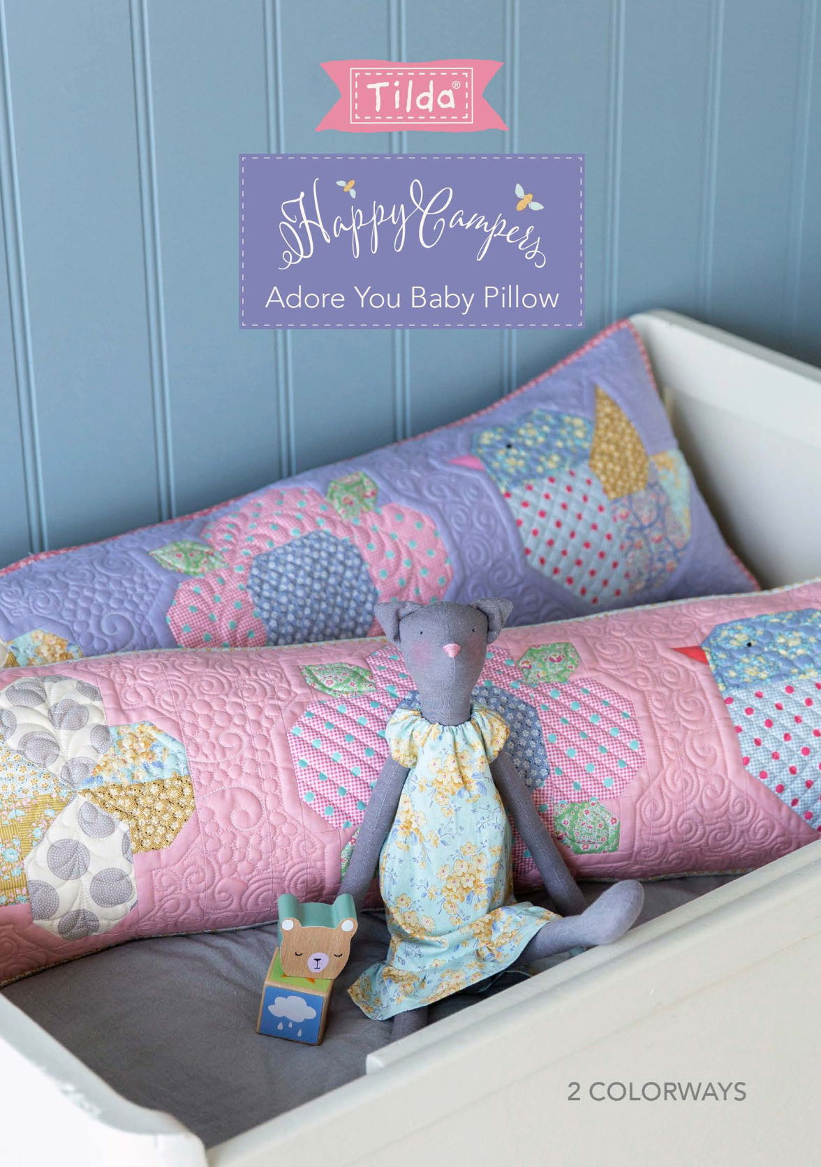 Adore You Baby Pillows from the Happy Campers Collection, a Tilda World FREE Pattern