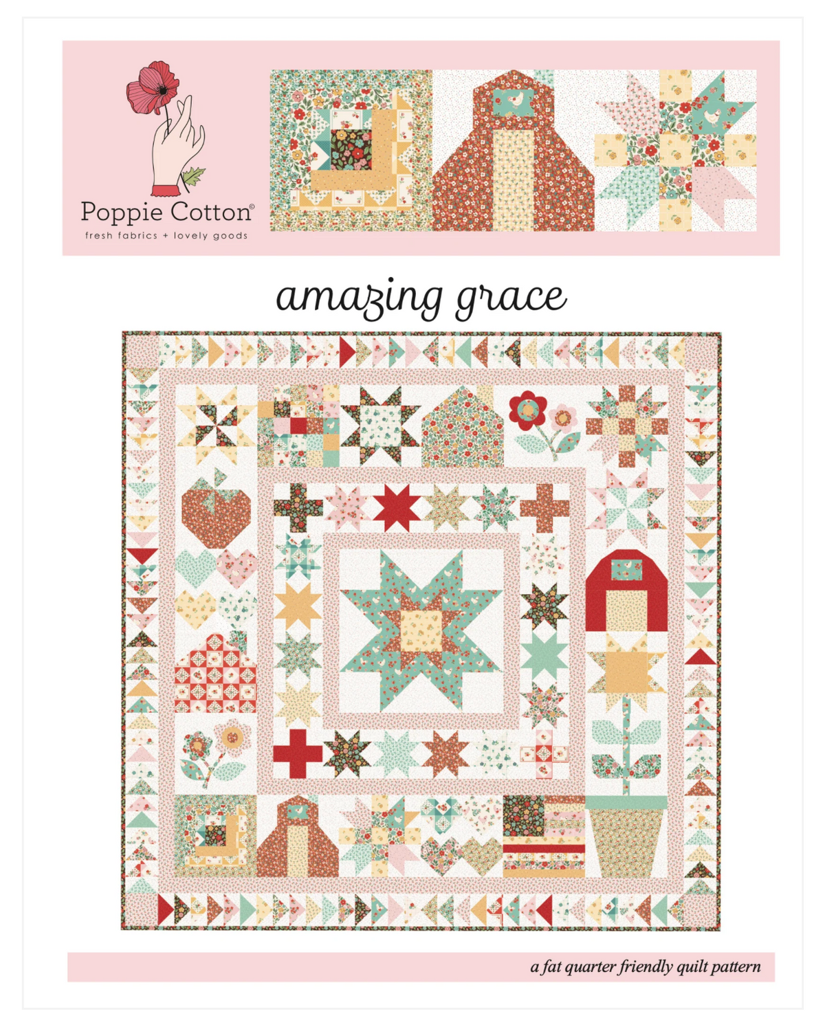 Amazing Grace Pattern for Farmhouse Fancy Fabric by Poppie Cotton, PC1 ...