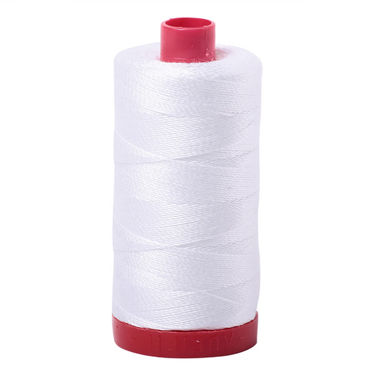 Auriful Mako Cotton Embroidery Thread 12wt 356yds White, A100122024