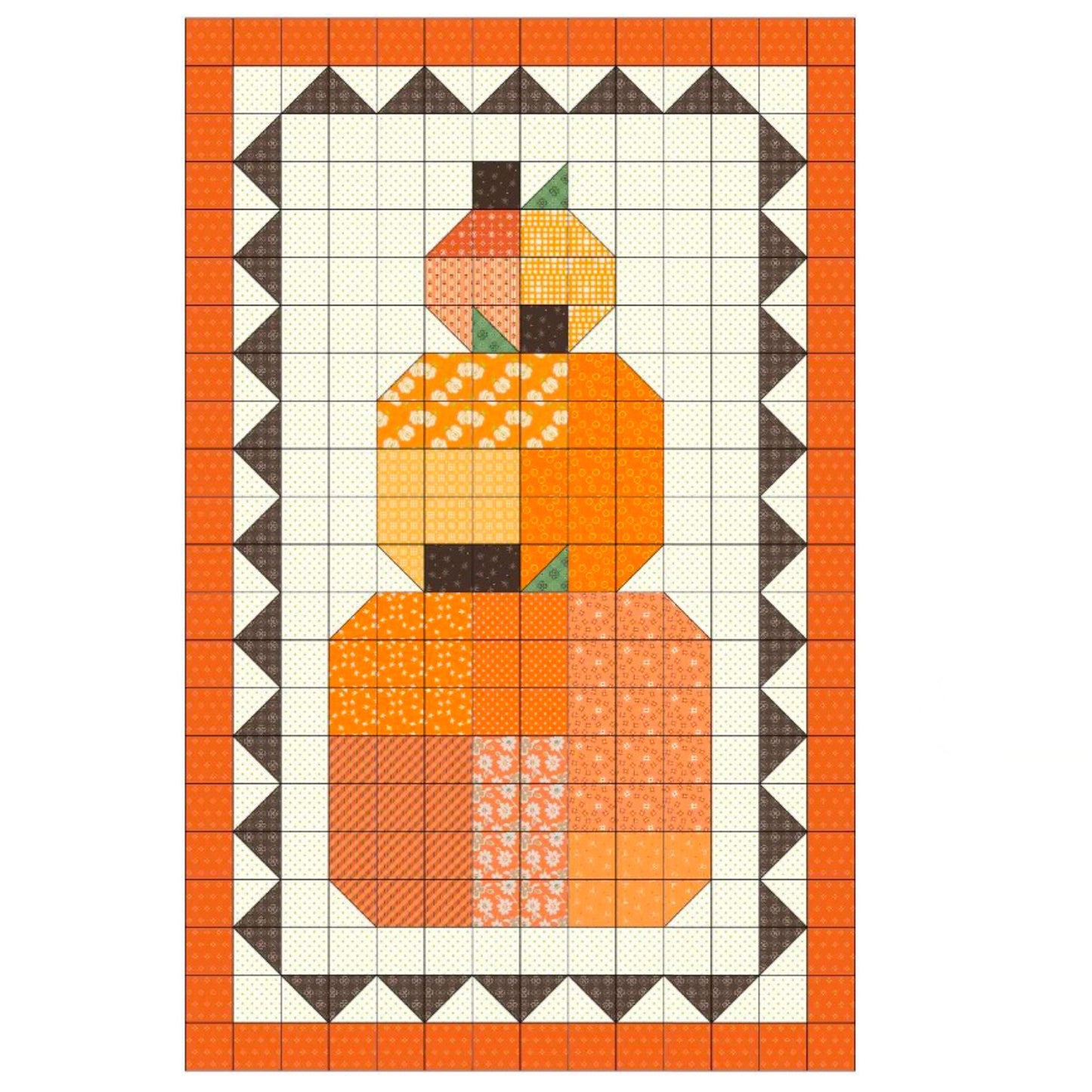 Autumn Pumpkin Stack, a Tensisters Easy Piecing Grid FREE Pattern