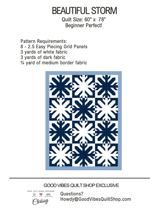 Beautiful Storm Pattern, exclusive Easy Piecing Pattern from Good Vibes Quilt Shop
