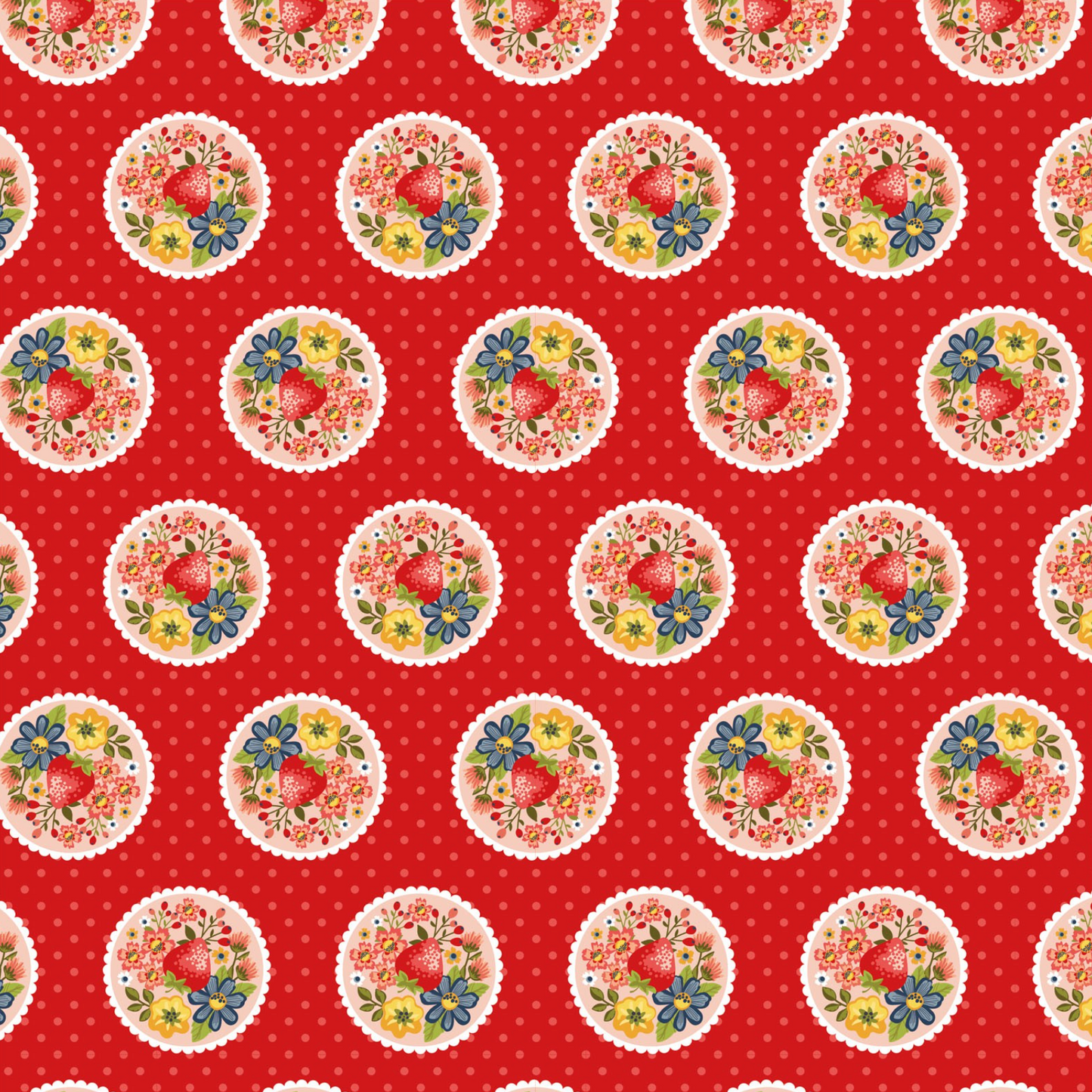 Betsy's Sewing Kit, Strawberry Pie, Red, BK22107, sold by the 1/2 yard - Good Vibes Quilt Shop